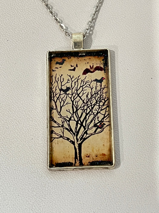 Dark Enchantments Domino Necklace-Tree and Bats