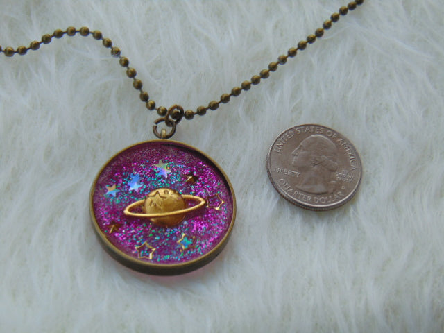 Enchanted Galaxy Gilded Saturn Necklace