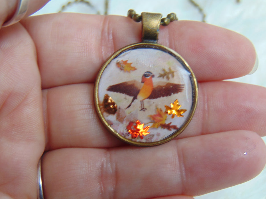 Enchanted Autumn Little Robin Necklace