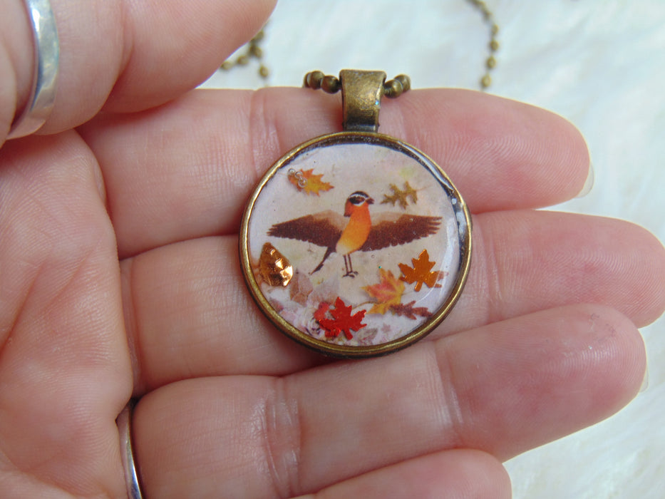 Enchanted Autumn Little Robin Necklace