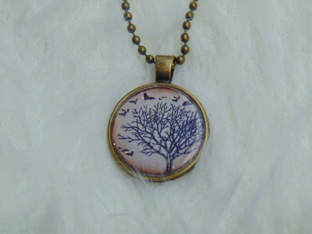 Enchanted Autumn Tree with Birds Necklace