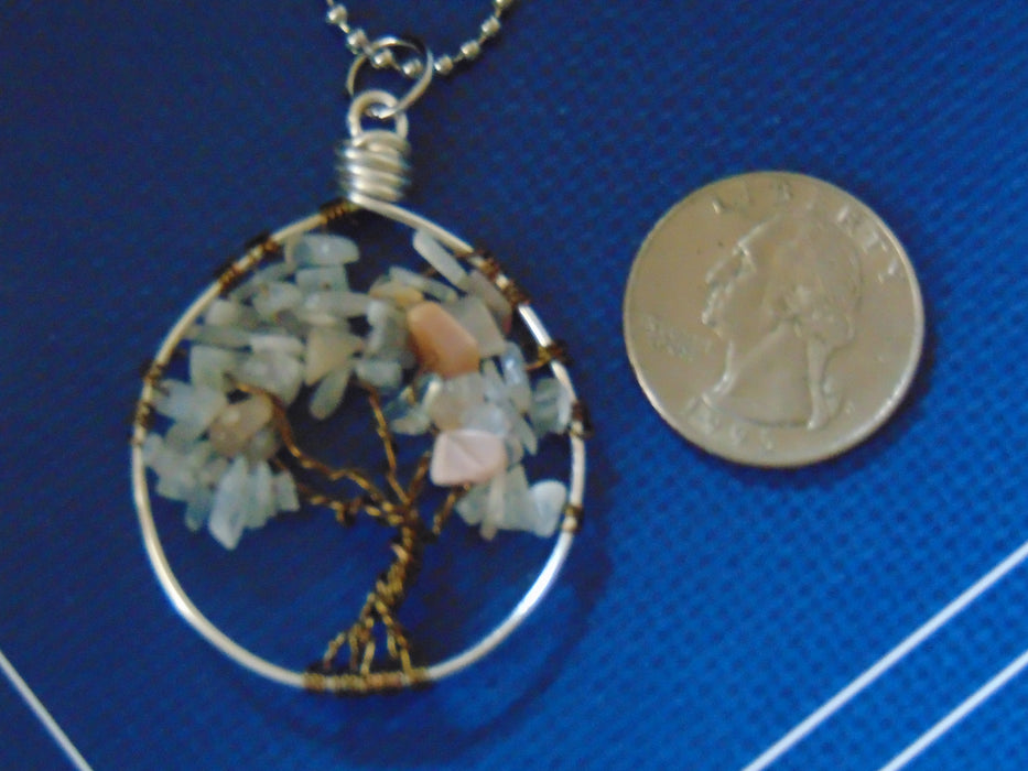 Gem Tree White and Peach Moonstone Necklace