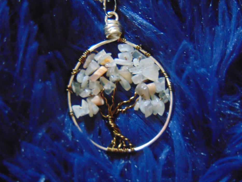 Gem Tree White and Peach Moonstone Necklace