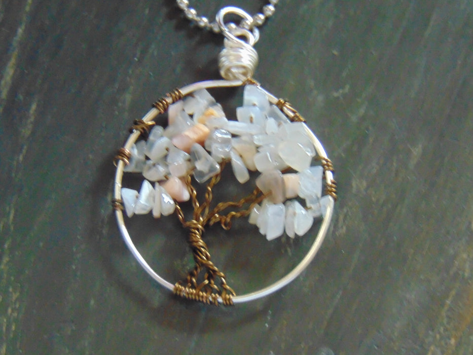 Gem Tree White and Peach Moonstone Necklace