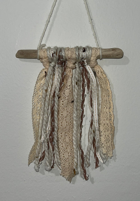 Ivory Lace and Yarn Mini Wall Hangings