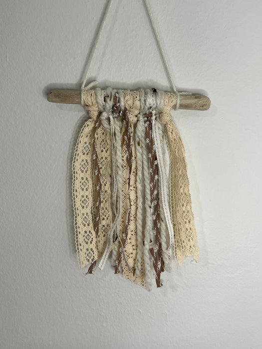 Ivory Lace and Yarn Mini Wall Hangings