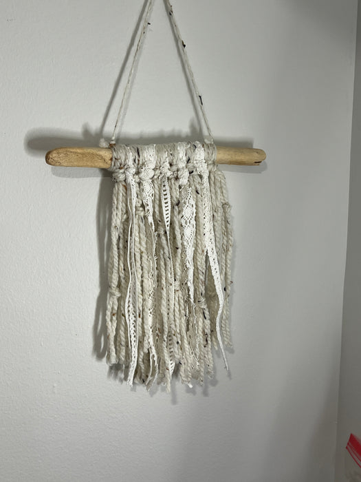 Ivory Yarn and Lace Wall Hanging