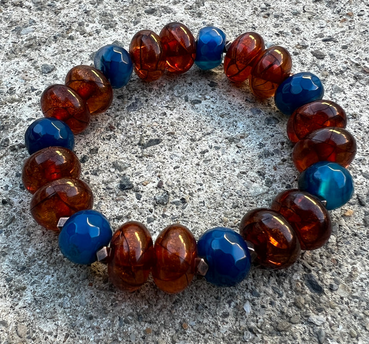 Amber and Apatite Stretchy Bracelet