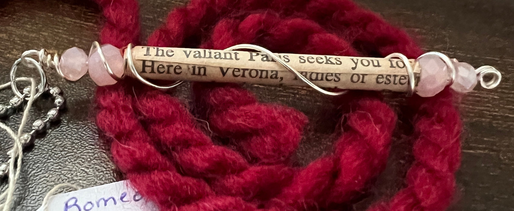 "Here in Verona" Romeo and Juliet Embellished Excerpt Neck;ace