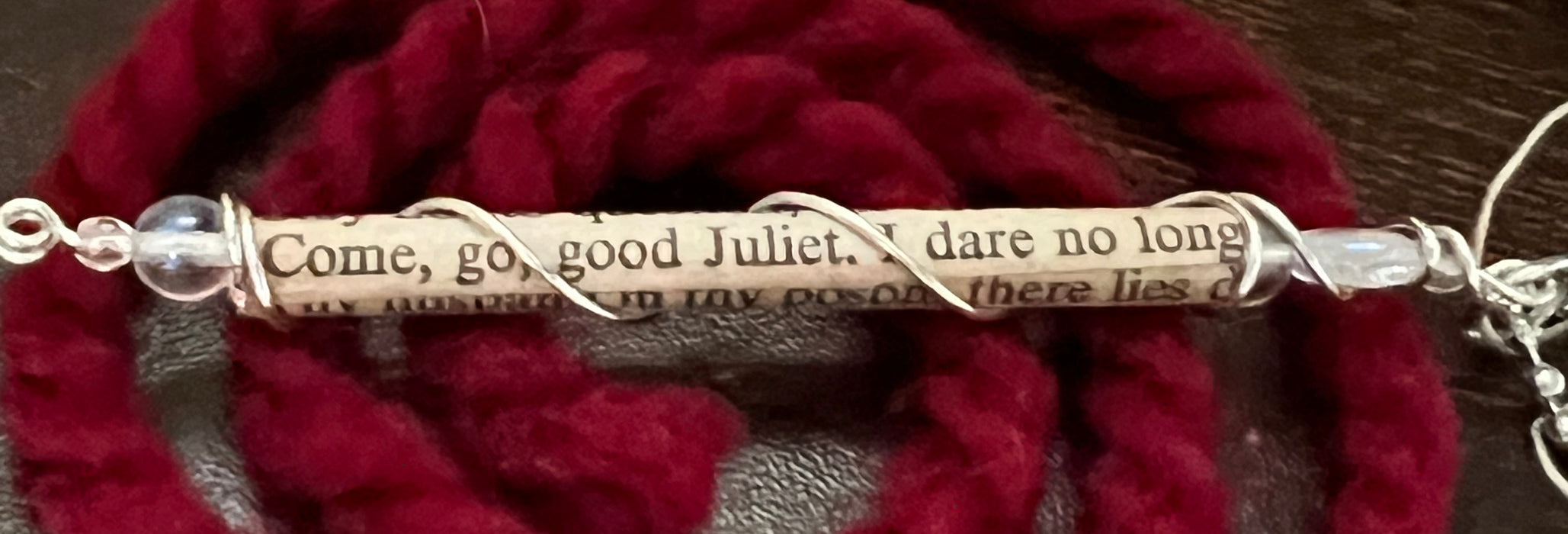 "Come, Go, Good Juliet" Romeo and Juliet Embellished Excerpt Necklace