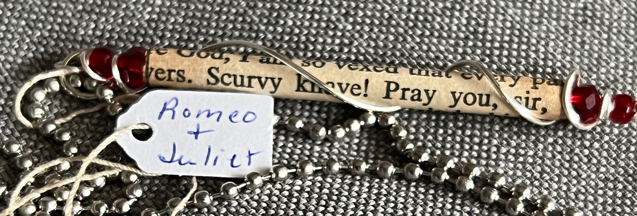 "Scurvy Knave" Romeo and Juliet Embellished Excerpt Necklace