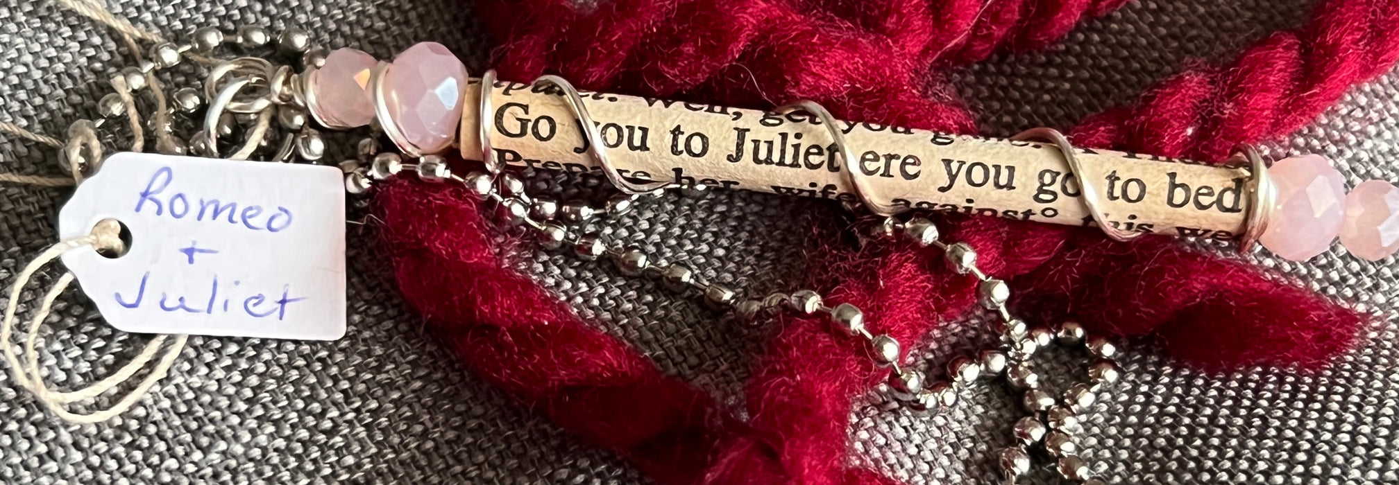 "Go You to Juliet" Romeo and Juliet Embellished Excerpt Necklace