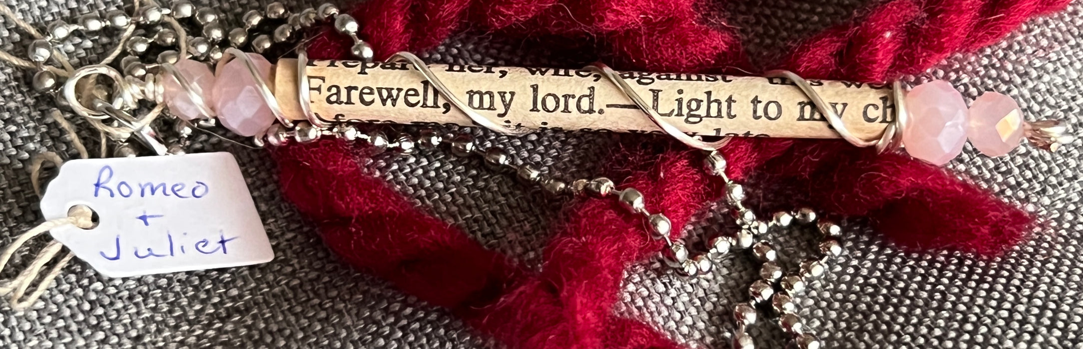 "Farewell" Romeo and Juliet Embellished Excerpt Necklace