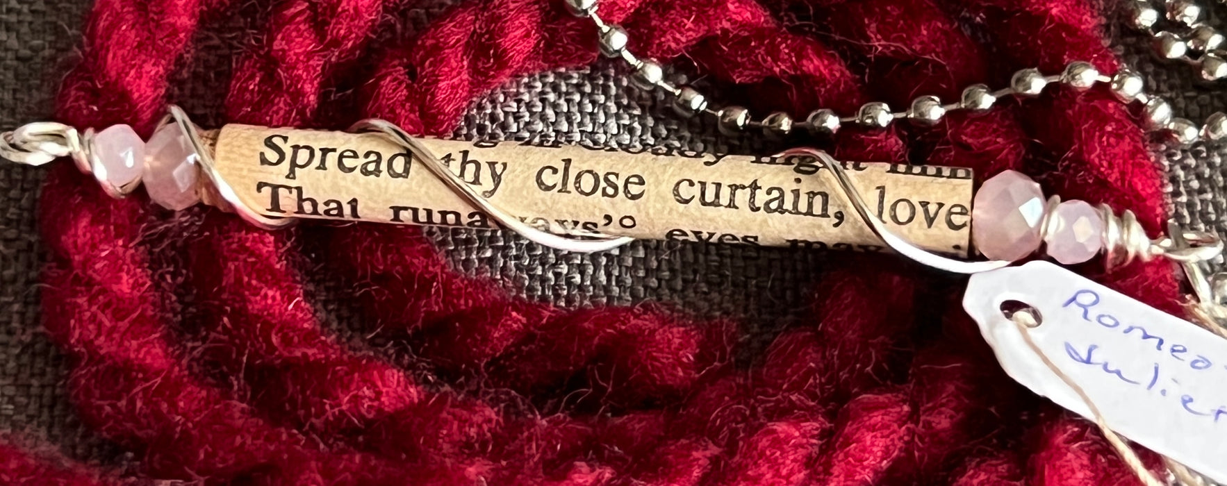 "Leap To These Arms" Romeo and Juliet Embellished Excerpt Necklace