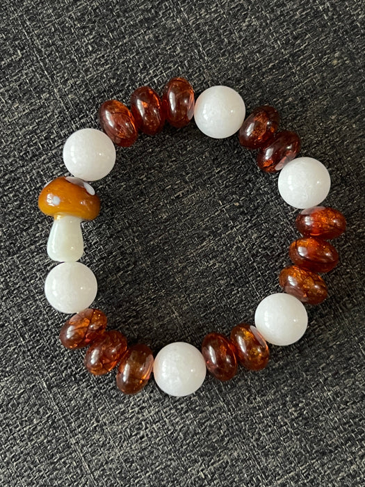 Amber and Marble Mushroom Bracelet