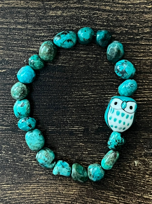 Turquoise Owl Stretchy Bracelet