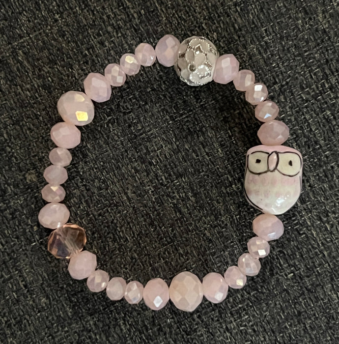 Pink Owl Stretchy Bracelet