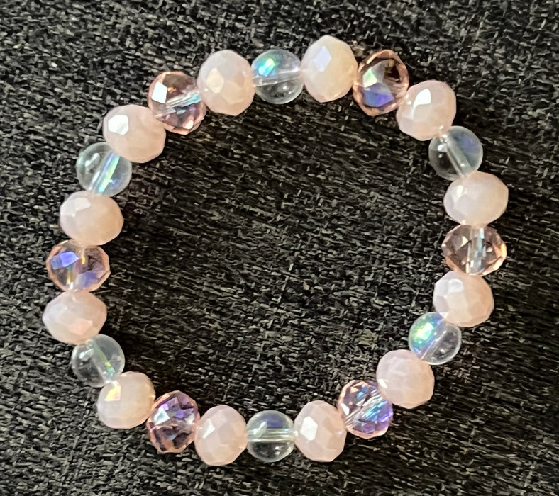 Pink and Clear Stretchy Bracelet