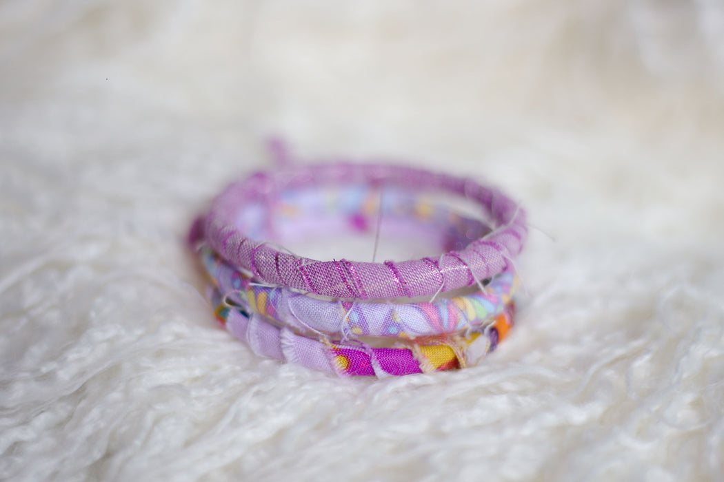 Boho Wrapped Lavender Bangle Bundle