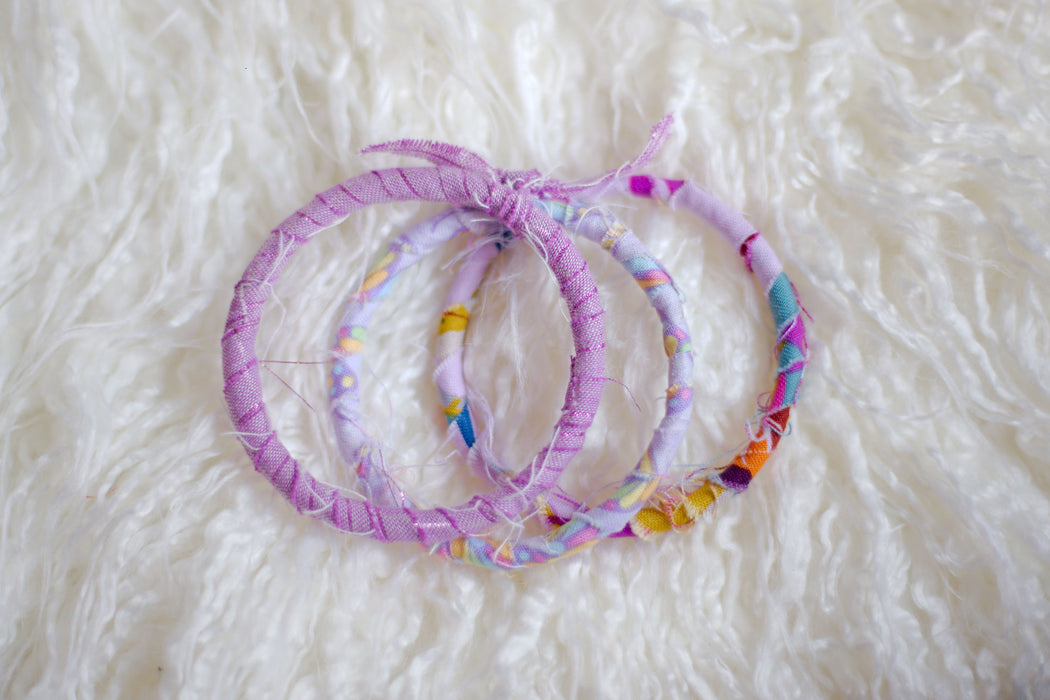 Boho Wrapped Lavender Bangle Bundle