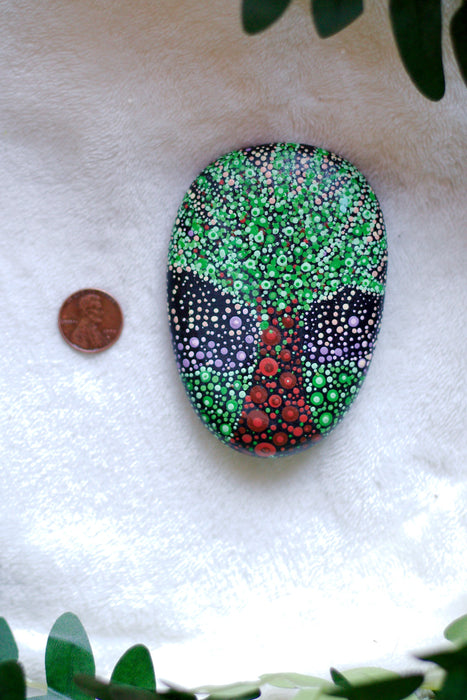 Tree In Bloom Painted Stone