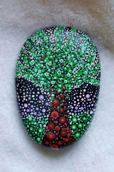 Tree In Bloom Painted Stone