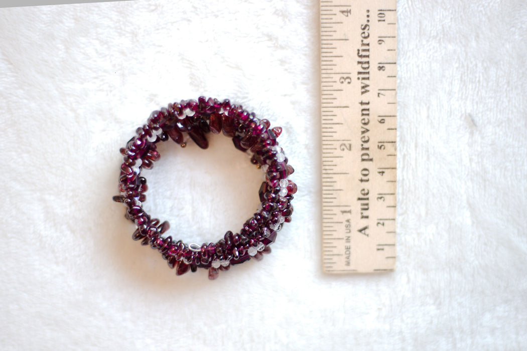 Memory Wire Garnet and Moonstone Bracelet