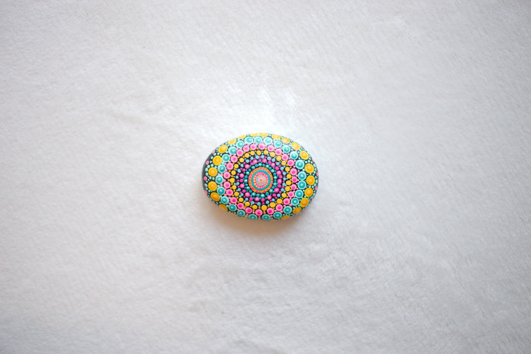 Happy Dayz Mandala Painted Stone