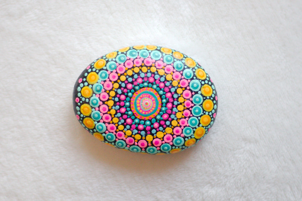 Happy Dayz Mandala Painted Stone