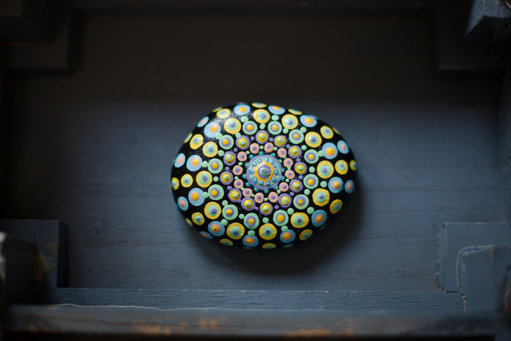 Pastel Burst Mandala Painted Stone