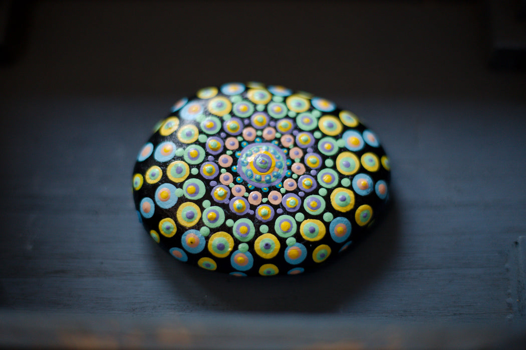 Pastel Burst Mandala Painted Stone