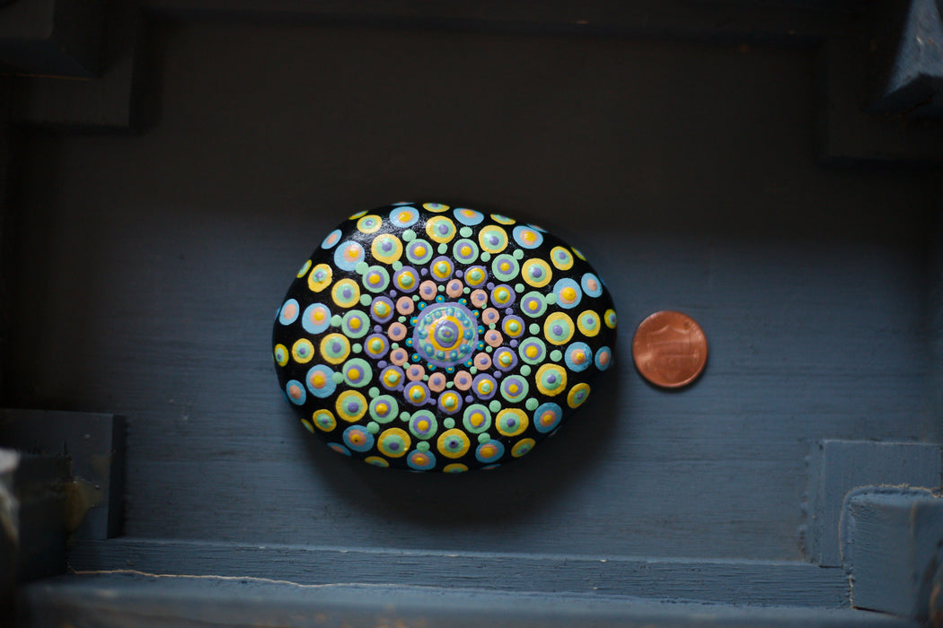 Pastel Burst Mandala Painted Stone