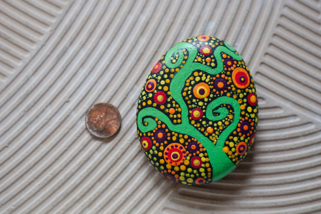 Dotty Vine Painted Stone