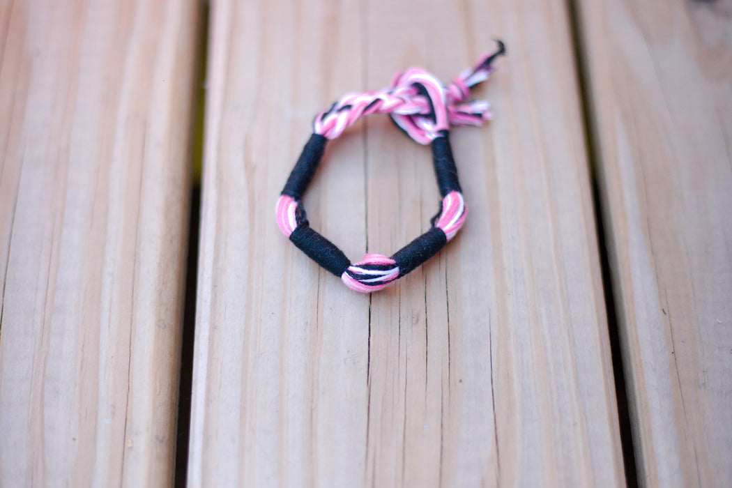 Pretty Pink and Black ThreadWrap Bracelet