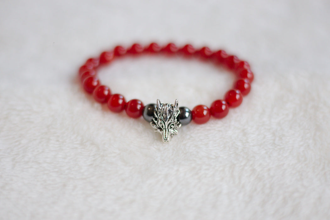 Carnelian Dragon Unisex Stretchy Bracelet