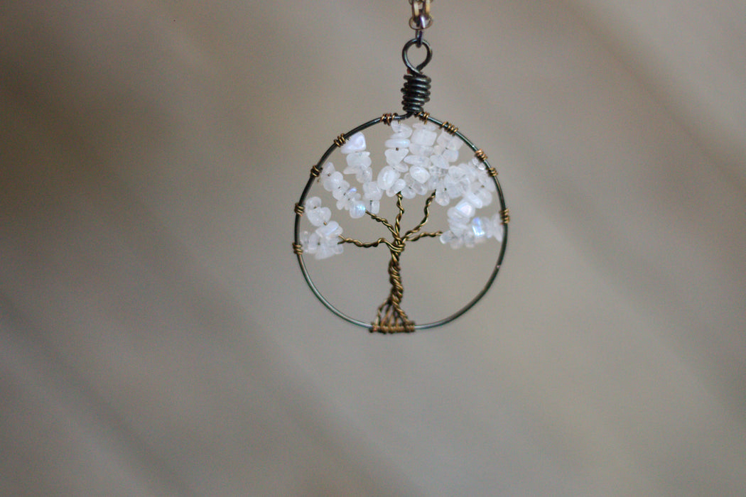 Moonstone Gem Tree Necklace