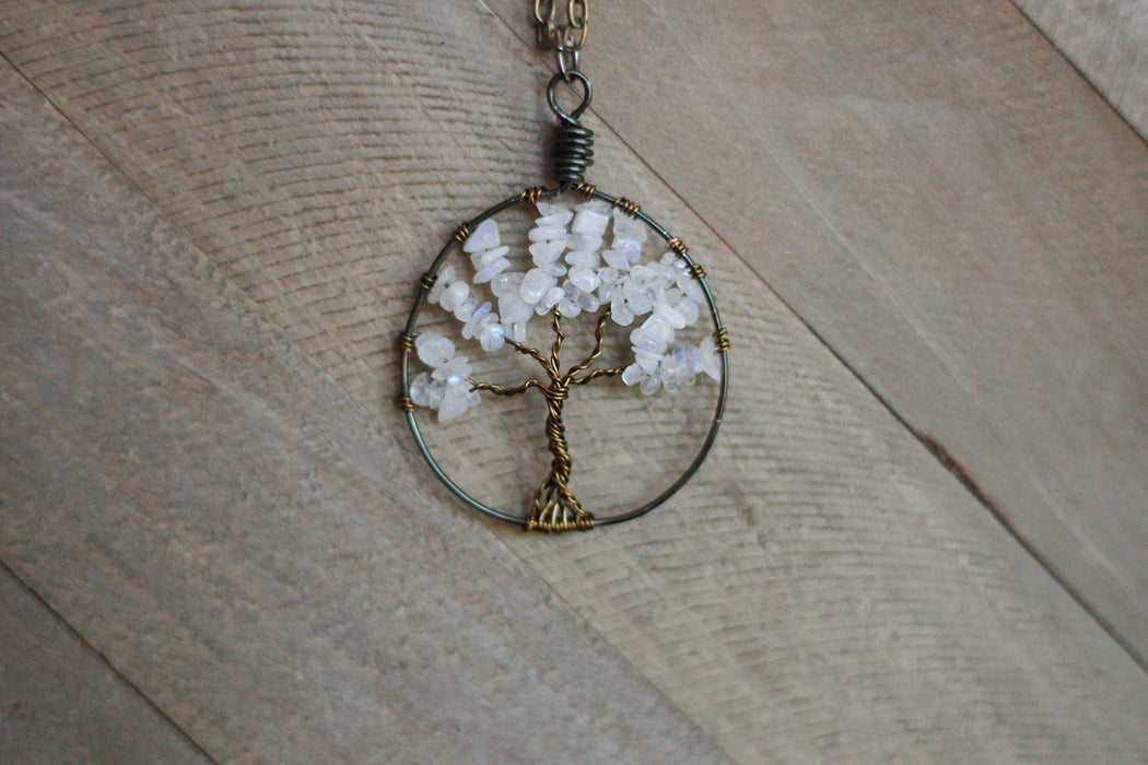 Moonstone Gem Tree Necklace