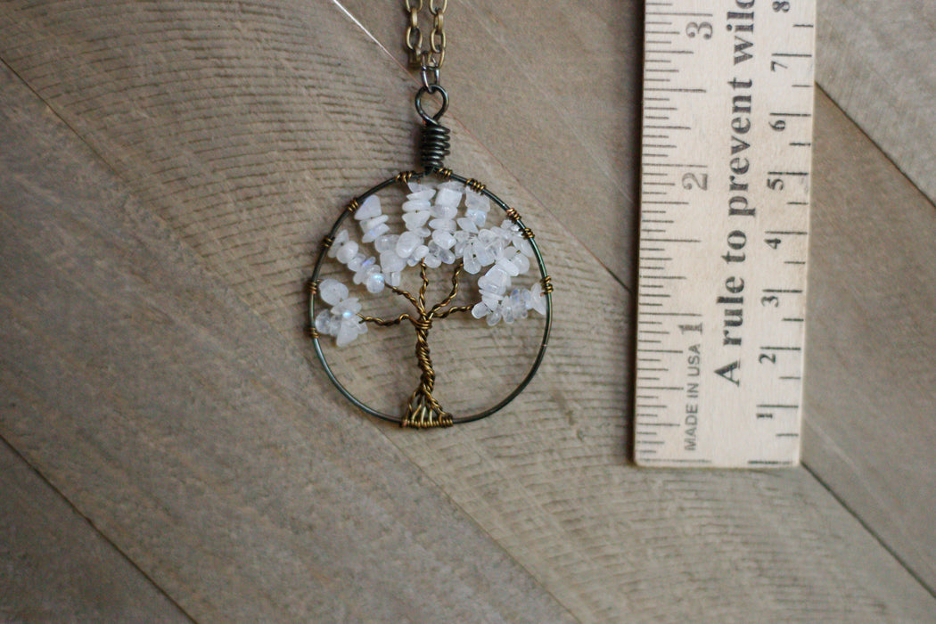 Moonstone Gem Tree Necklace