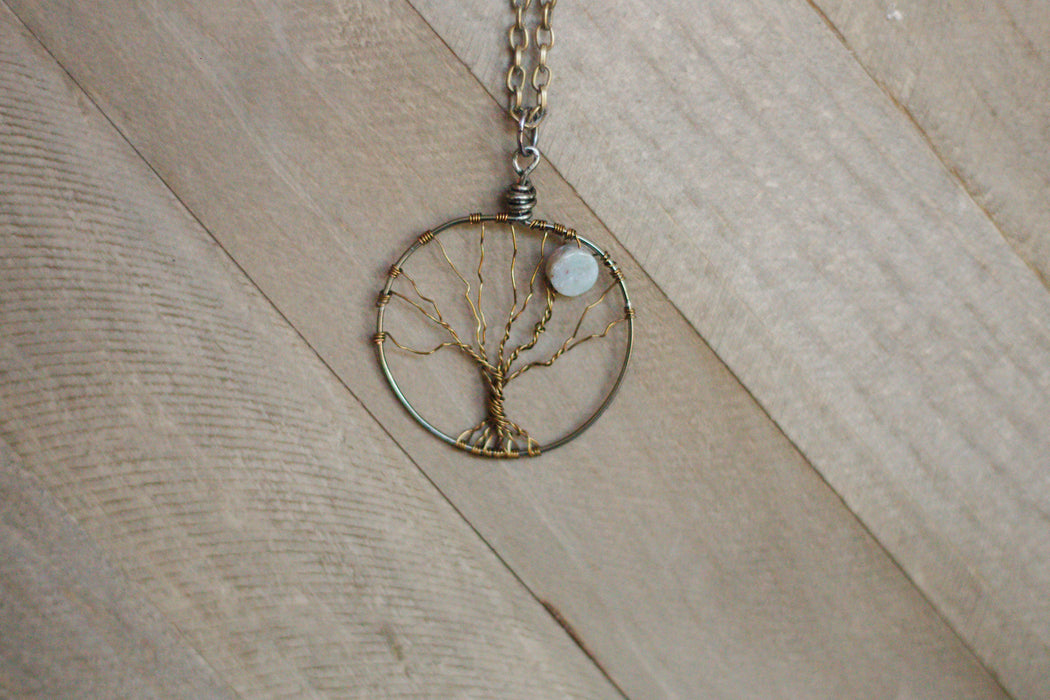 Winter Moon Gem Tree Necklace