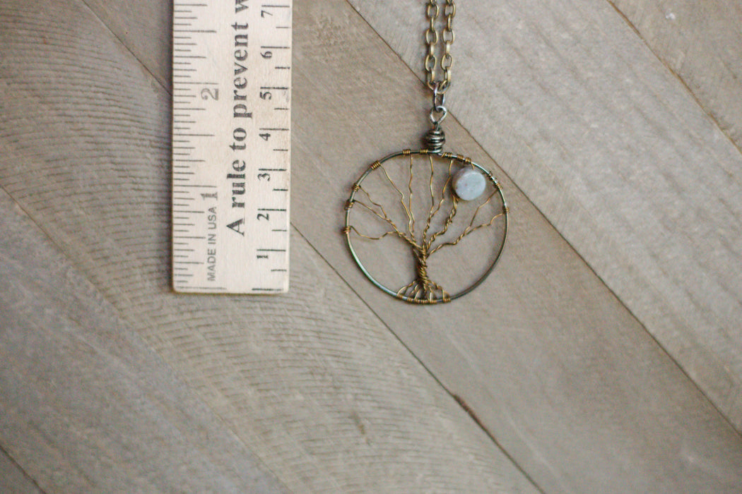 Winter Moon Gem Tree Necklace