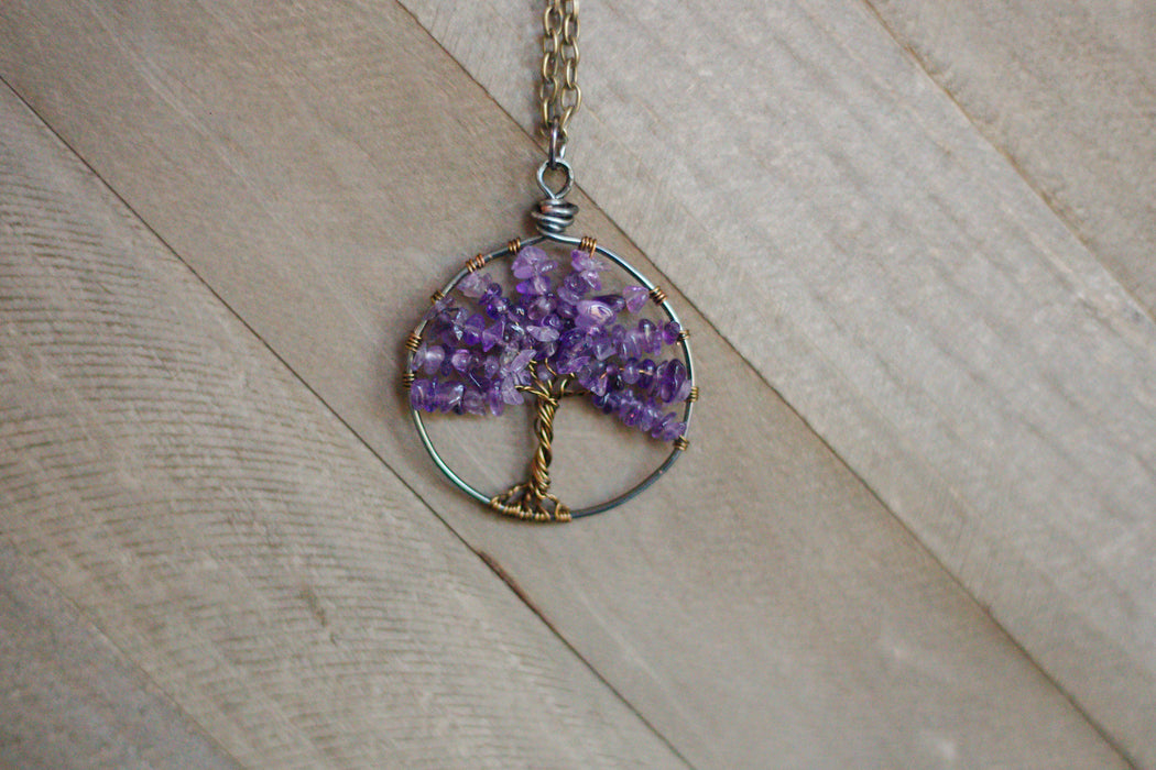 Amethyst Gem Tree Necklace