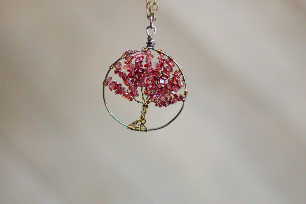 Garnet Gem Tree Necklace