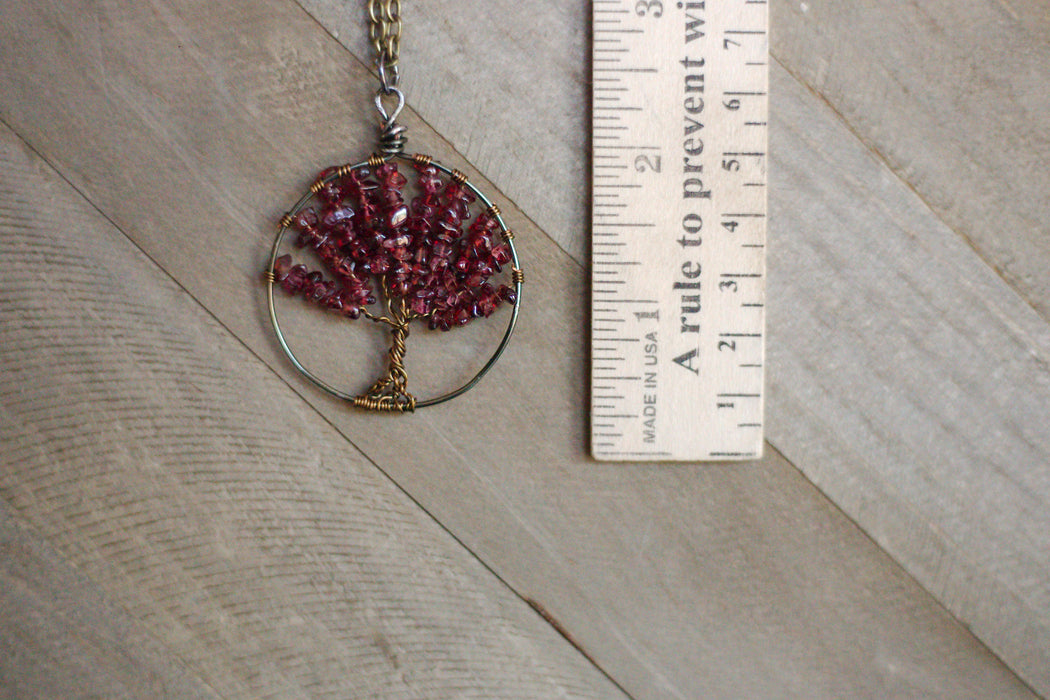 Garnet Gem Tree Necklace