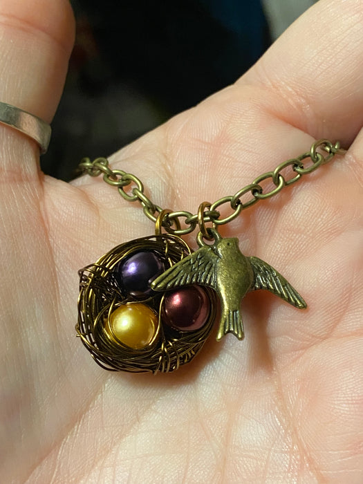 Birthstone Customizable Birdie Nest Necklace