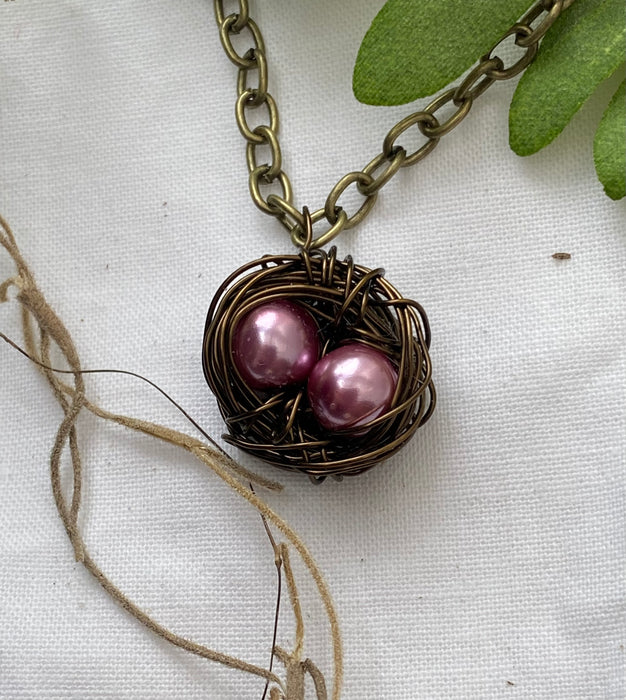 Birthstone Customizable Birdie Nest Necklace