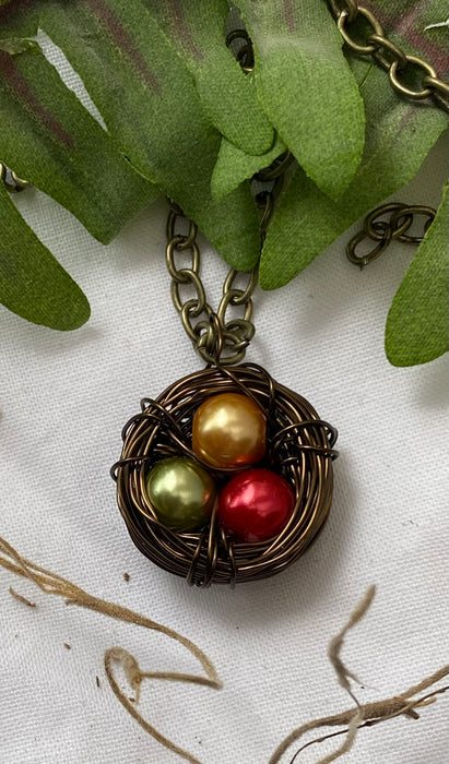 Birthstone Customizable Birdie Nest Necklace