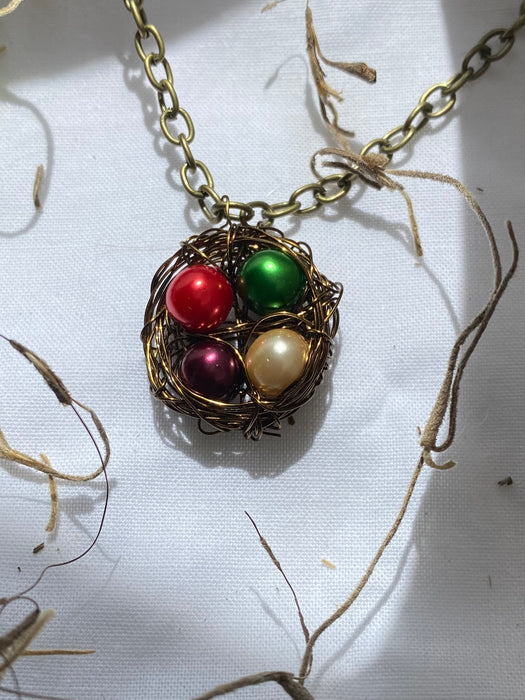 Birthstone Customizable Birdie Nest Necklace