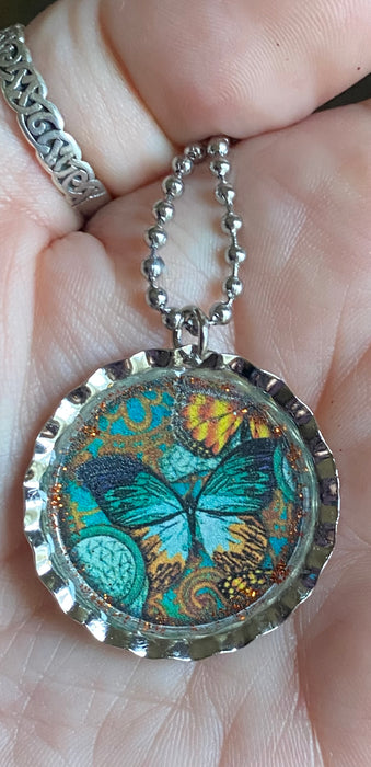 Esther’s Garden Teal and Gold Pendant